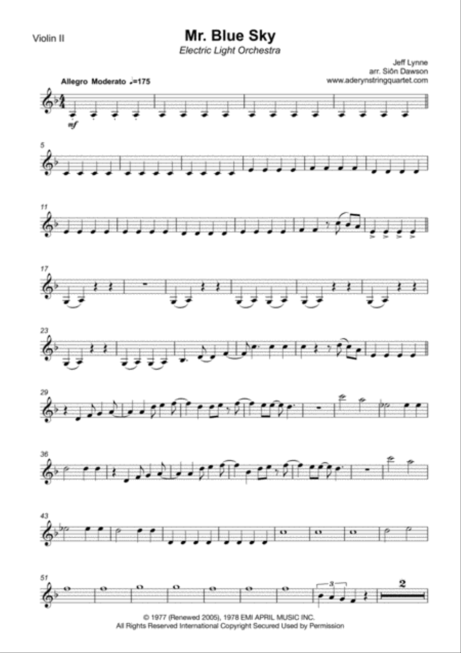 Mr. Blue Sky String Quartet scores gallery preview page 4