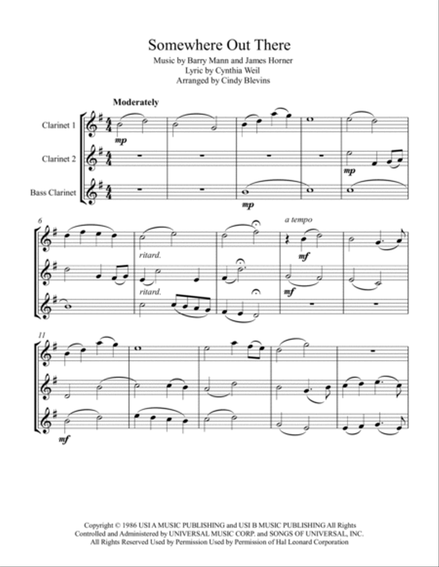 Somewhere Out There Clarinet Trio scores gallery preview page 2
