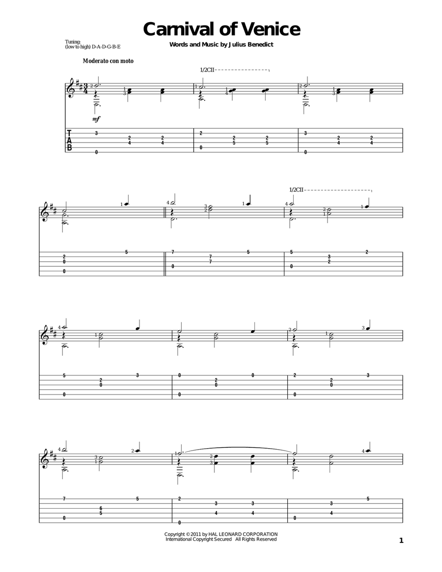 Carnival Of Venice Acoustic Guitar scores gallery preview page 1