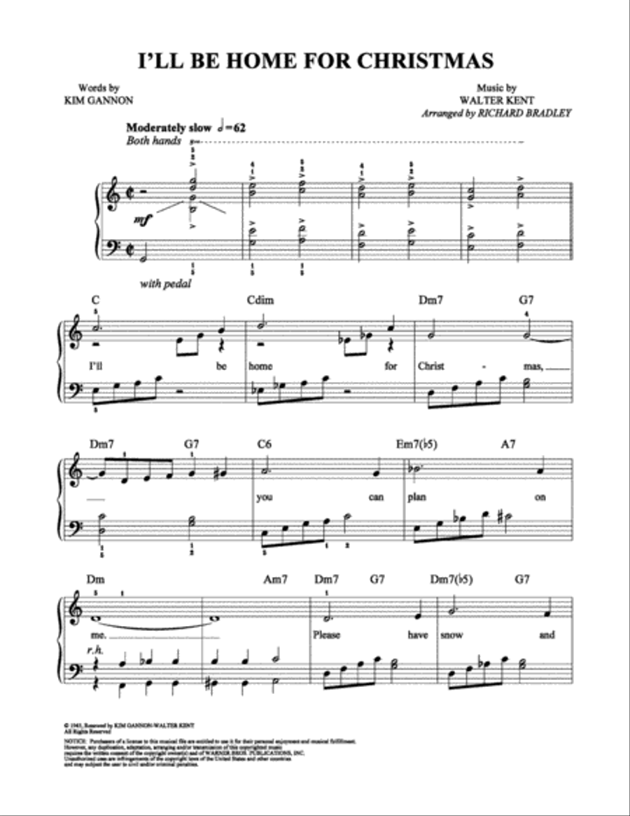 I'll Be Home for Christmas Easy Piano scores gallery preview page 1