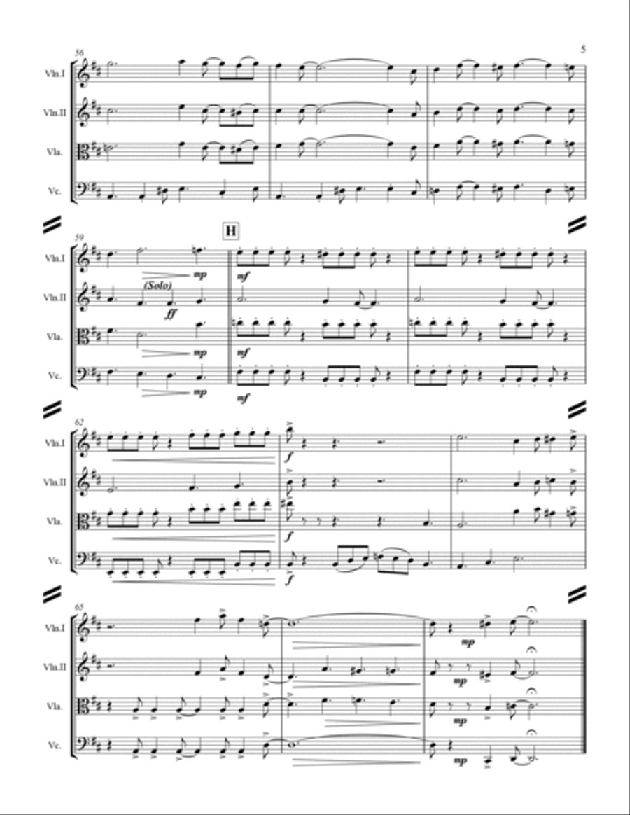 Blue Christmas Blue Christmas String Quartet scores gallery preview page 6