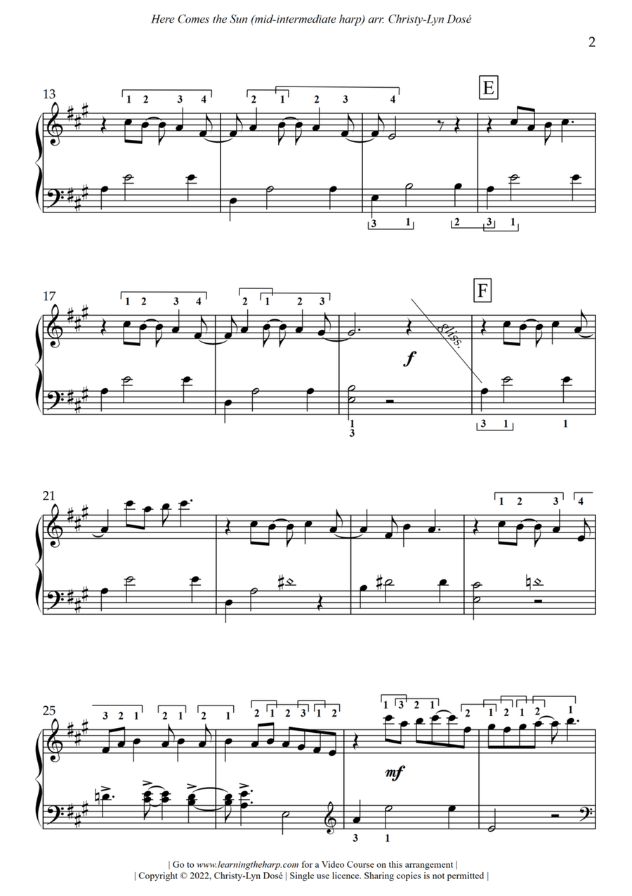 Here Comes The Sun Harp scores gallery preview page 3