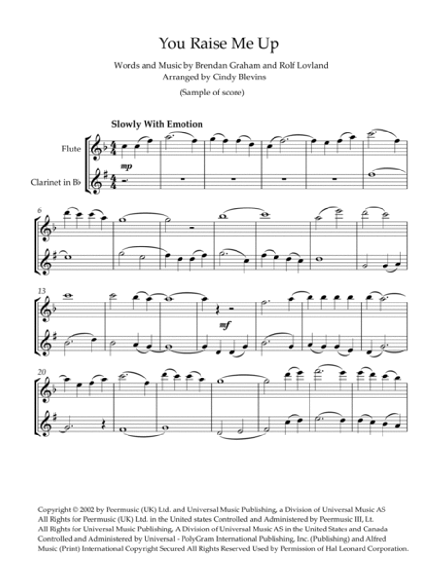 You Raise Me Up Woodwind Duet scores gallery preview page 2