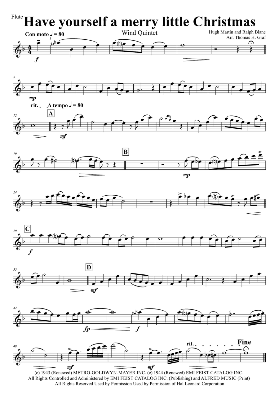 Have Yourself A Merry Little Christmas from MEET ME IN ST. LOUIS Woodwind Quintet scores gallery preview page 6