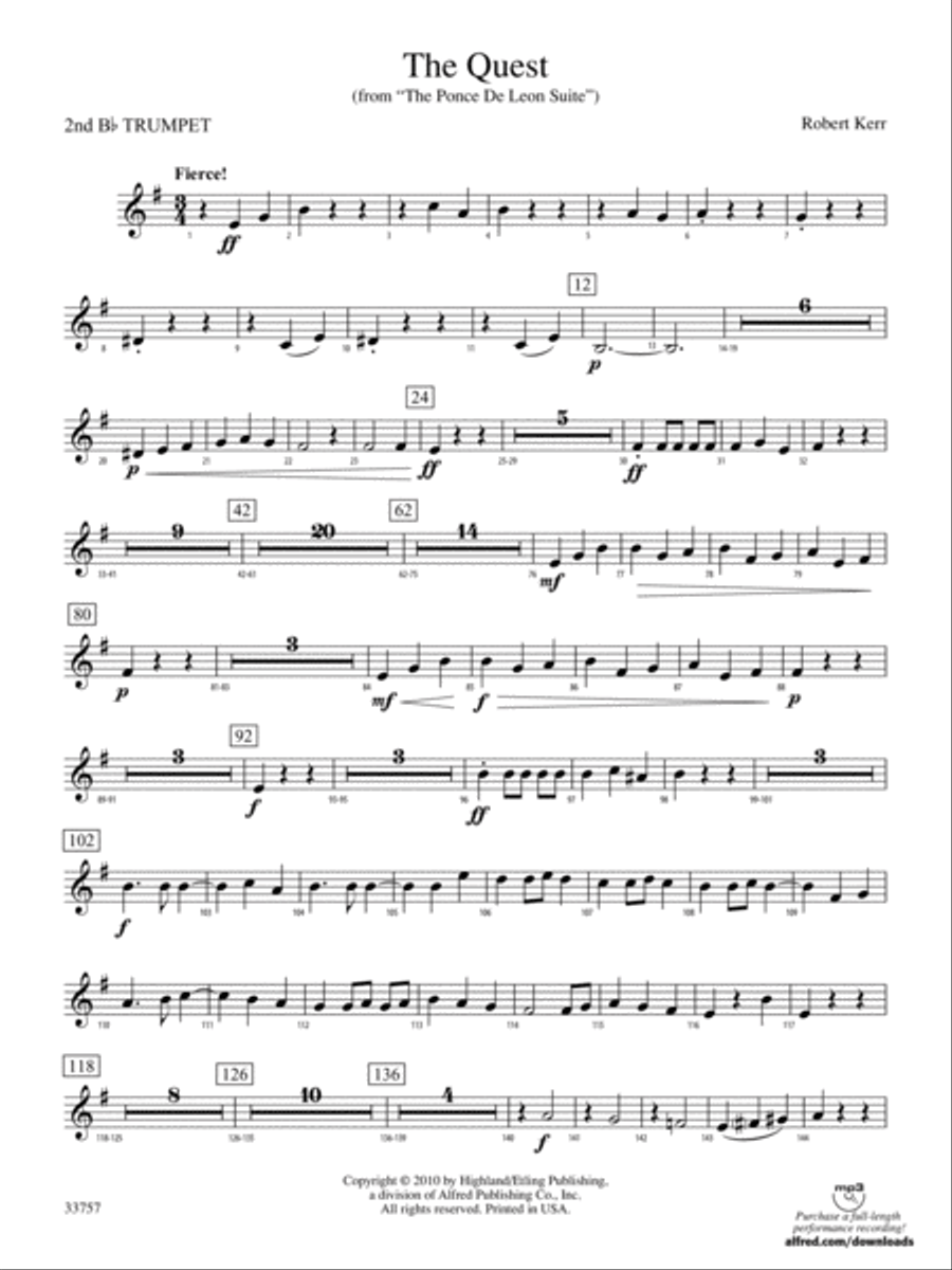 The Quest: 2nd B-flat Trumpet Full Orchestra scores gallery preview page 1