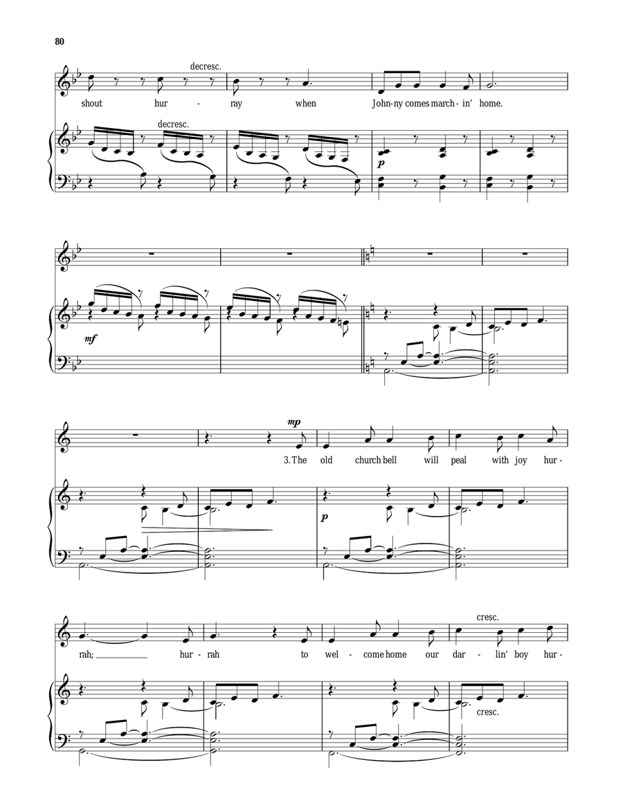 When Johnny Comes Marching Home Piano, Vocal scores gallery preview page 3