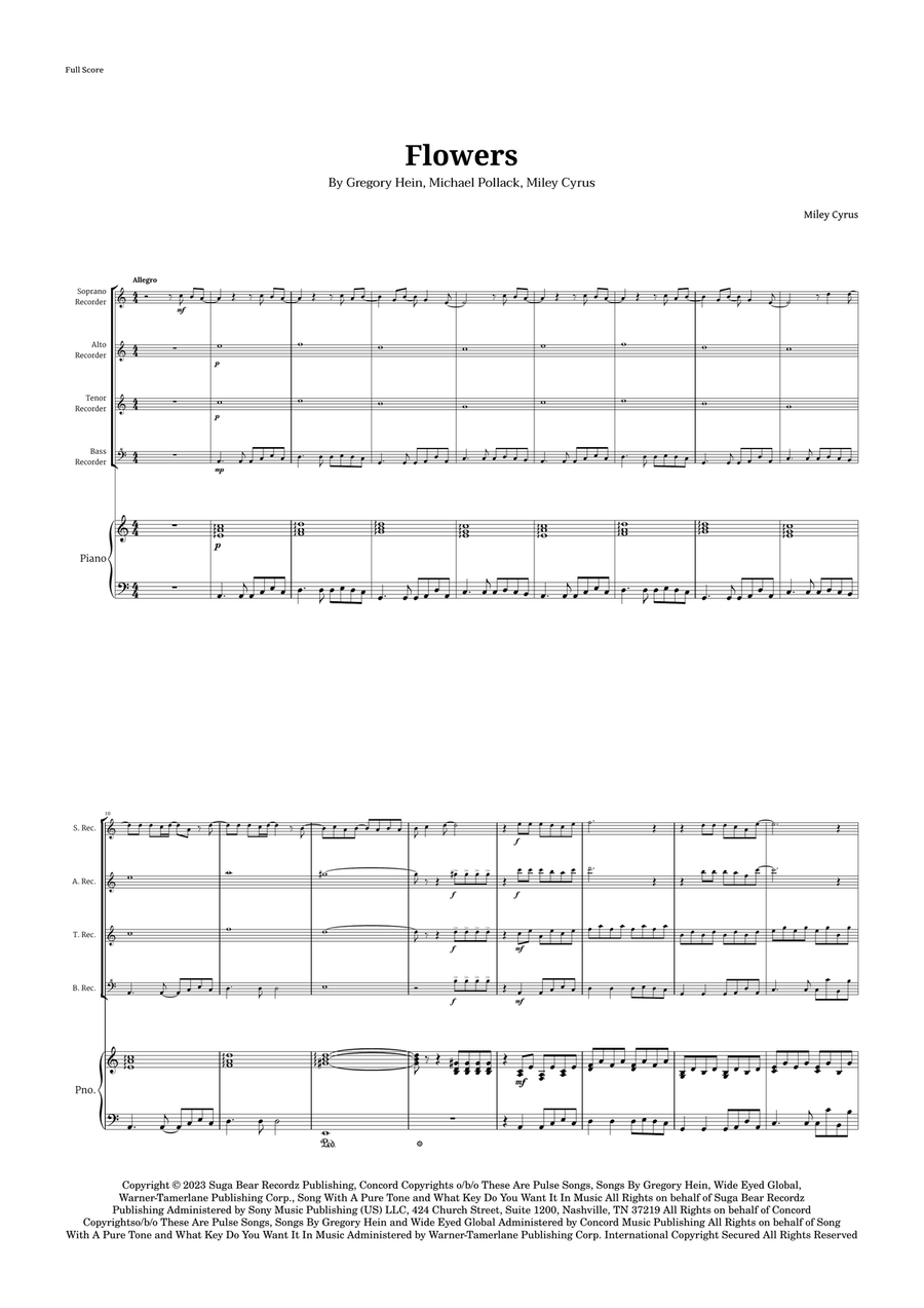 Flowers Recorder scores gallery preview page 1