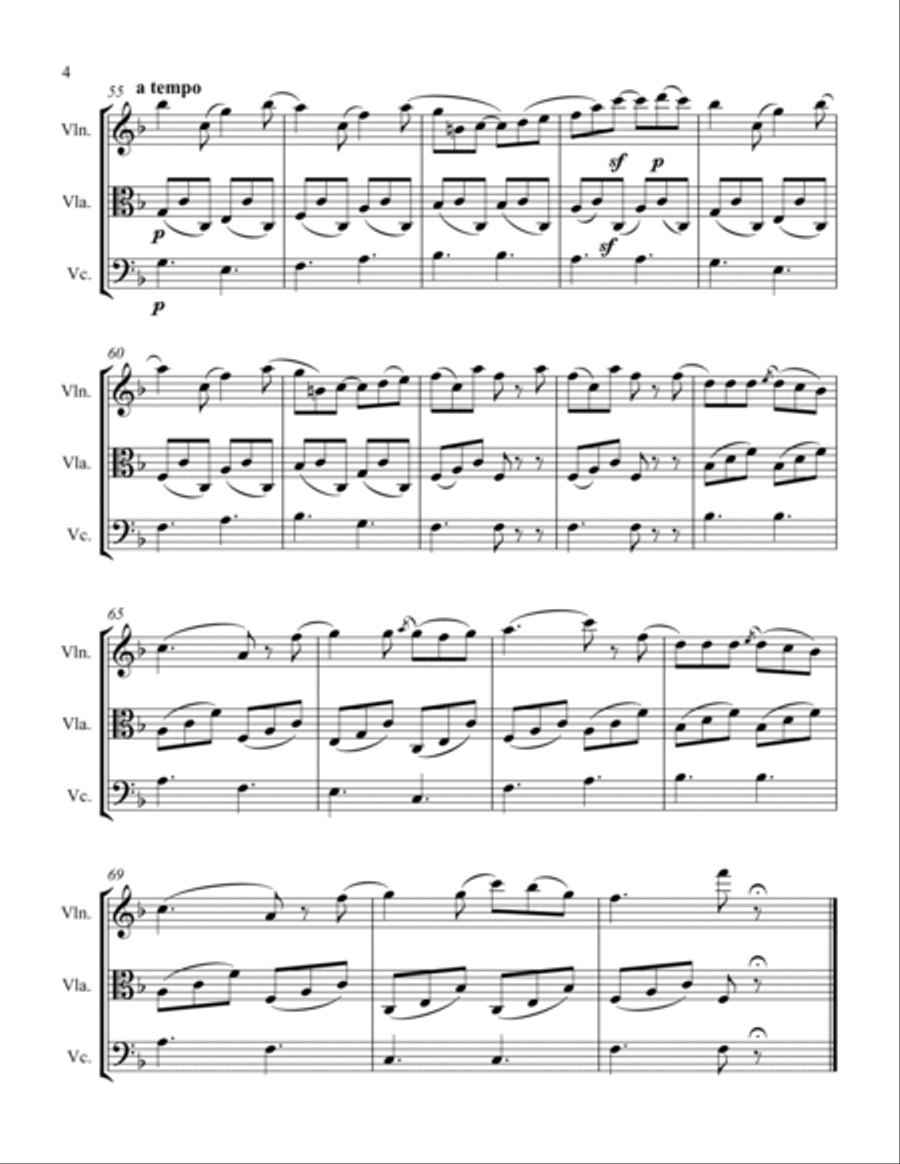 Allegretto Grazioso and Gigue String Trio scores gallery preview page 4