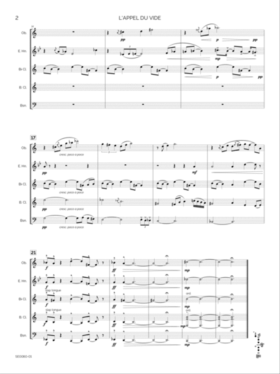 L'appel du vide (English Horn Edition) Woodwind Quintet scores gallery preview page 5
