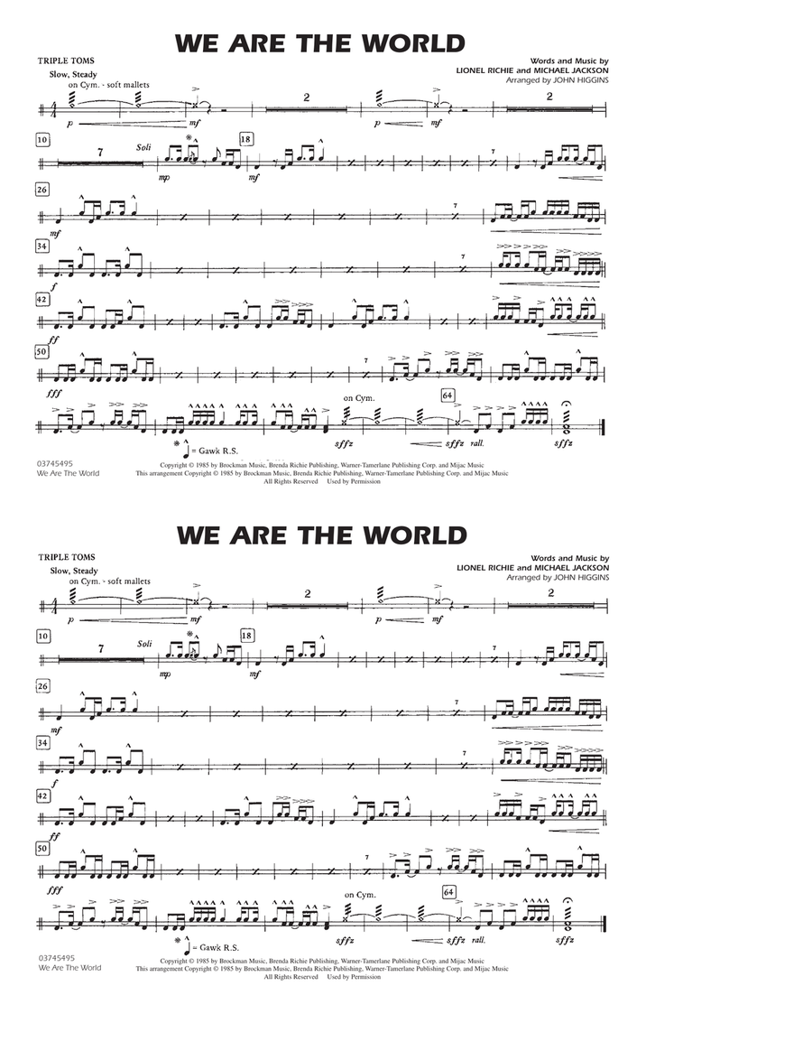 We Are The World - Triple Toms Marching Band scores gallery preview page 1
