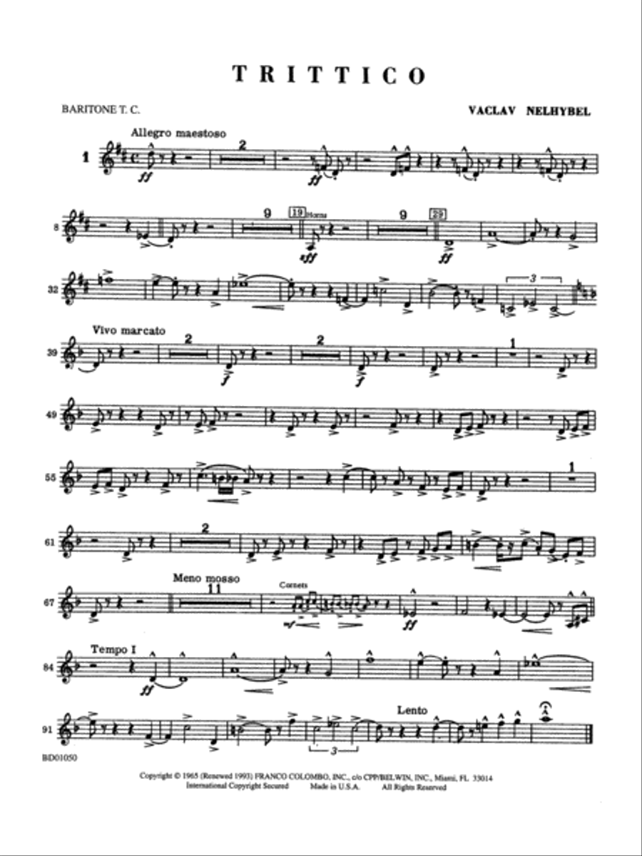 Trittico: Baritone T.C. Concert Band scores gallery preview page 1