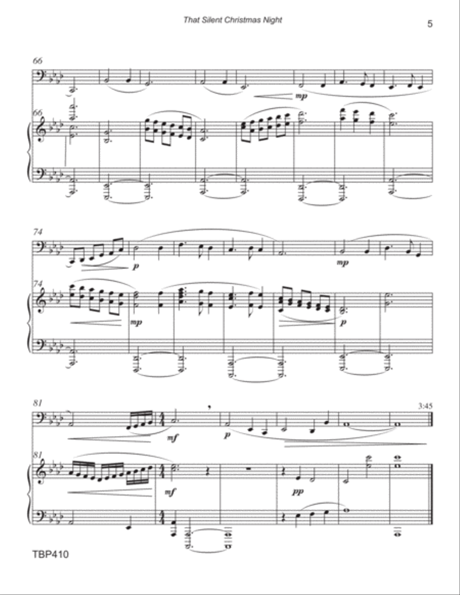 THAT SILENT CHRISTMAS NIGHT (medley) - TUBA SOLO with Piano Accompaniment Piano scores gallery preview page 5