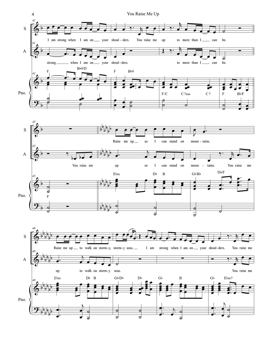 You Raise Me Up Alto Voice scores gallery preview page 4