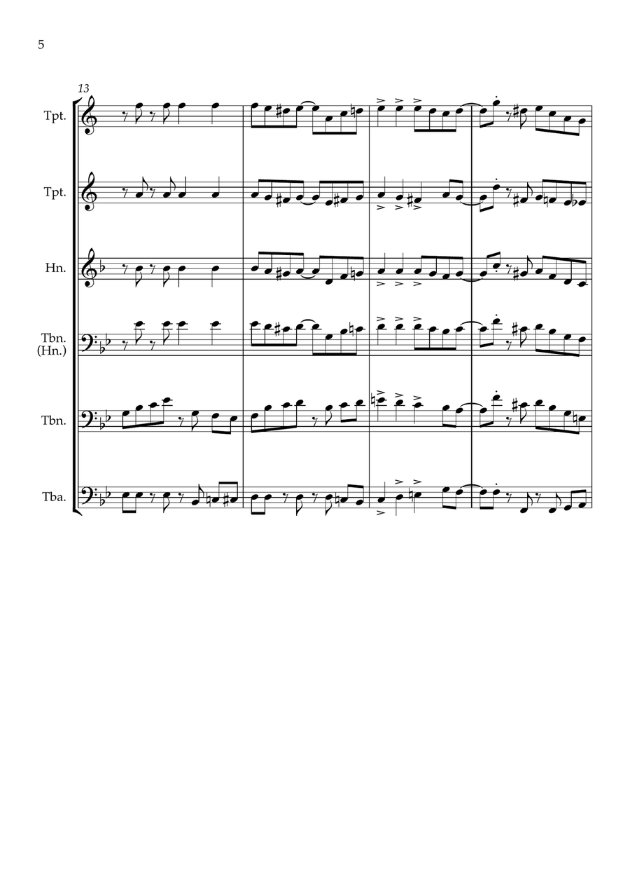 Jingle Bells - Jazz Arrangement for Brass Quintet Brass Quintet scores gallery preview page 6