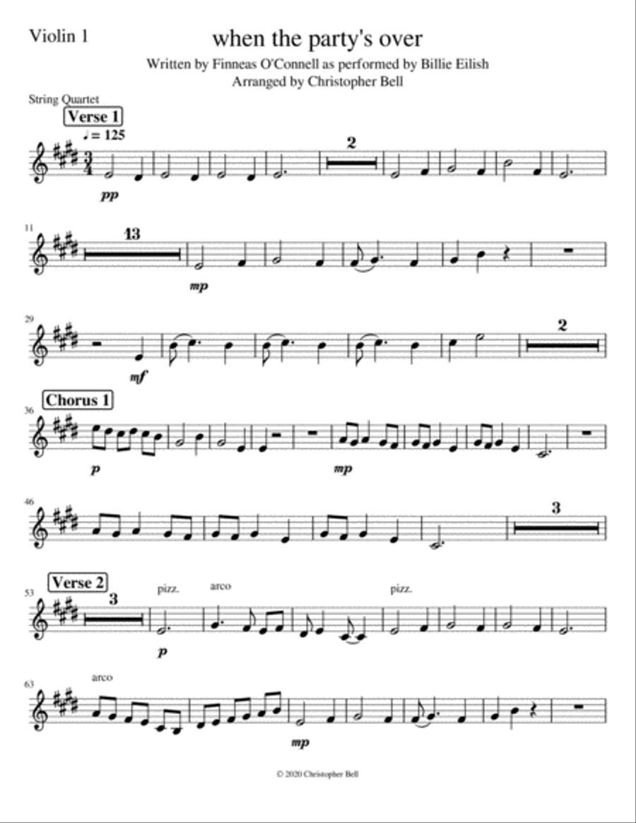 When The Party's Over String Quartet scores gallery preview page 5