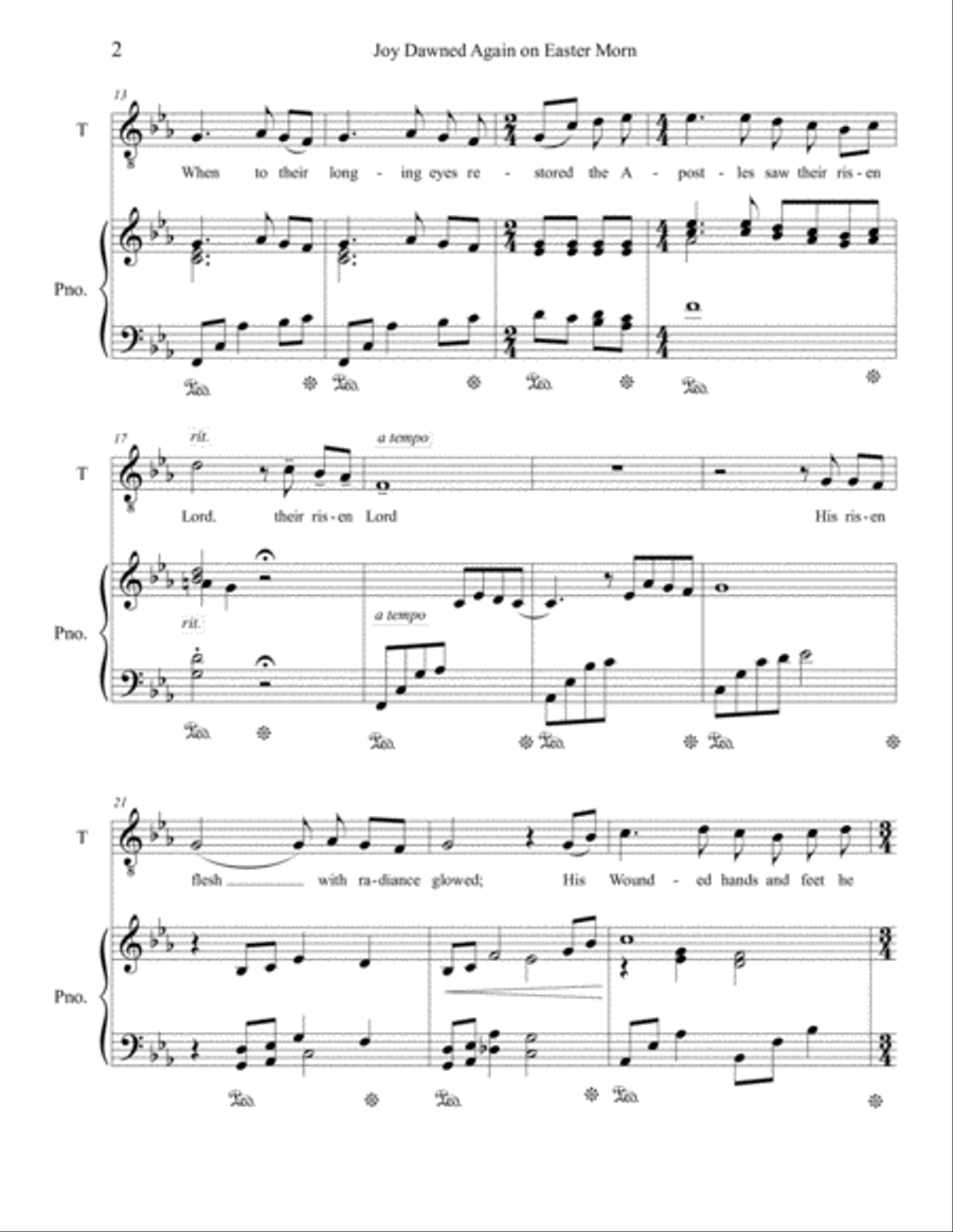 Joy Dawned Again on Easter Morn; Solo for Tenor Voice Solo scores gallery preview page 2