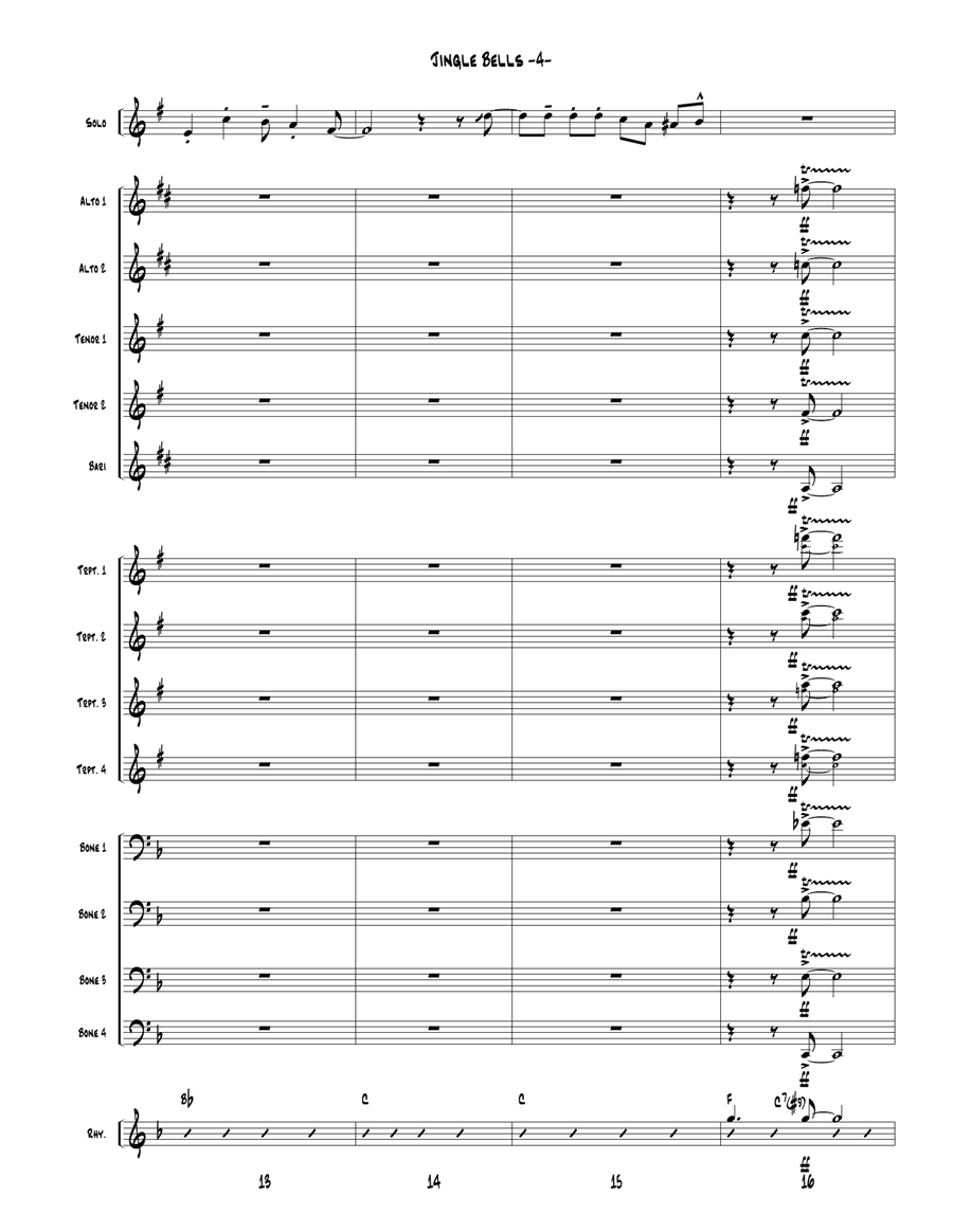 Jingle Bells for Little Big Band up to Full Big Band Jazz Ensemble scores gallery preview page 4