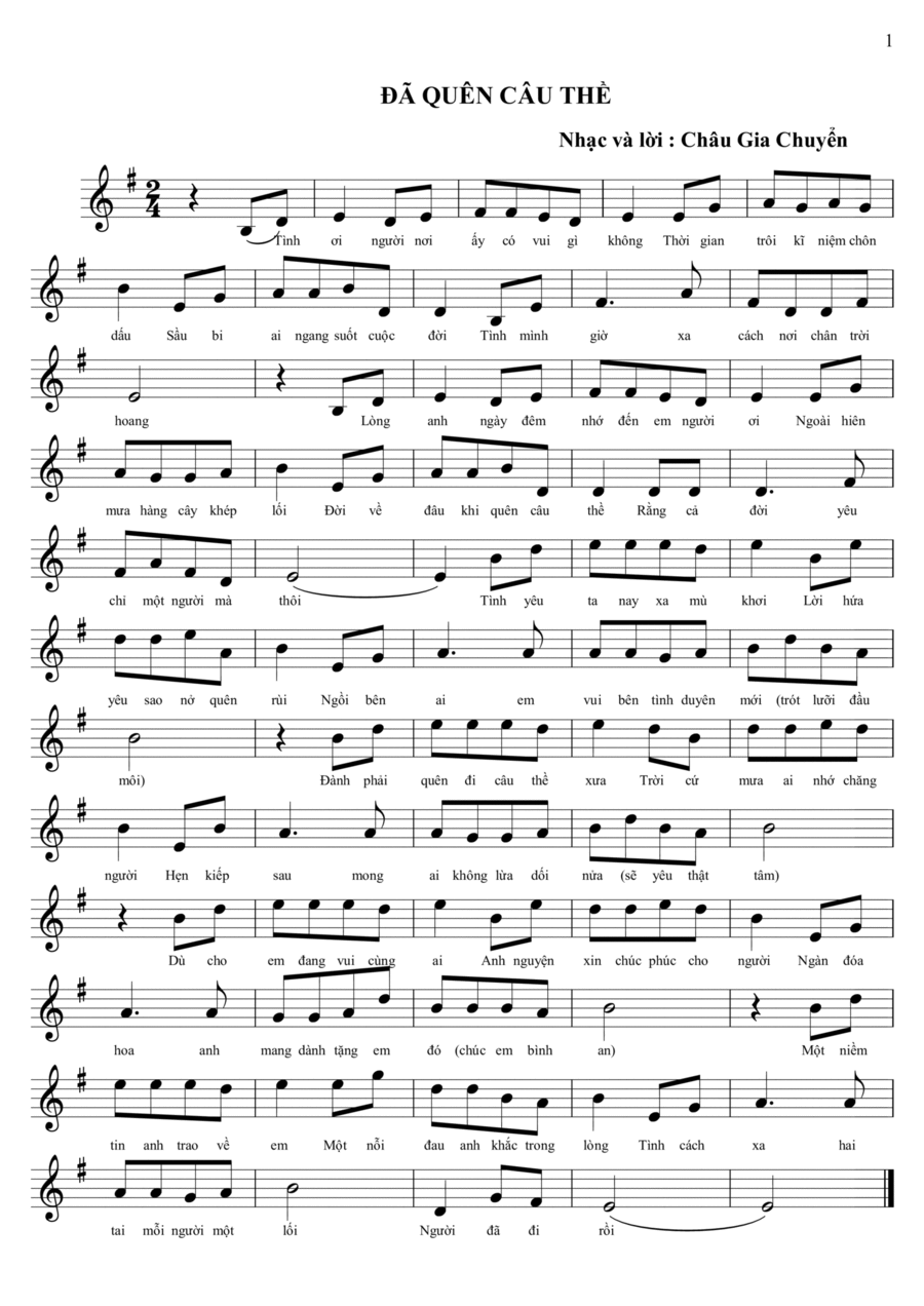 Đã Quên Câu Thề 2 A Cappella scores gallery preview page 1