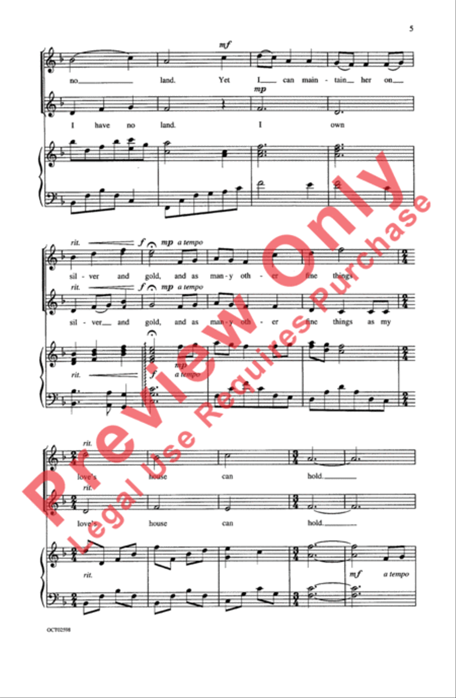 At the Foot of Yonder Mountain 3-Part scores gallery preview page 5