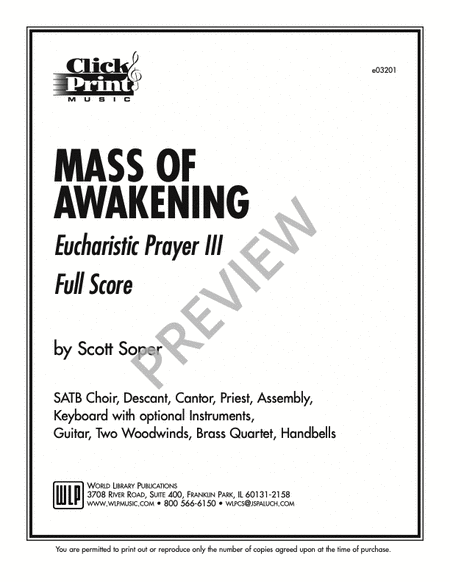 Mass of Awakening-Eucharistic Prayer III-Full Score