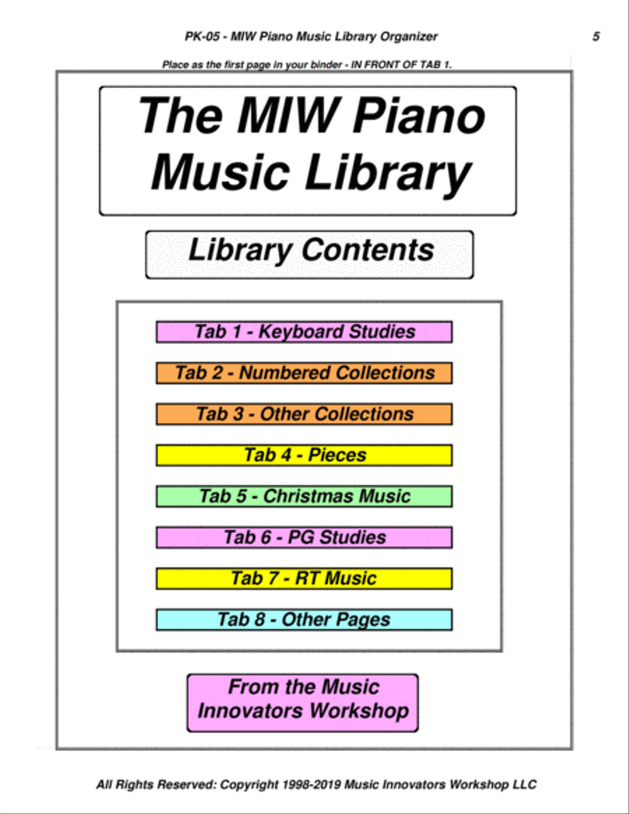 PK-05 - MIW Piano Music Library Organizer