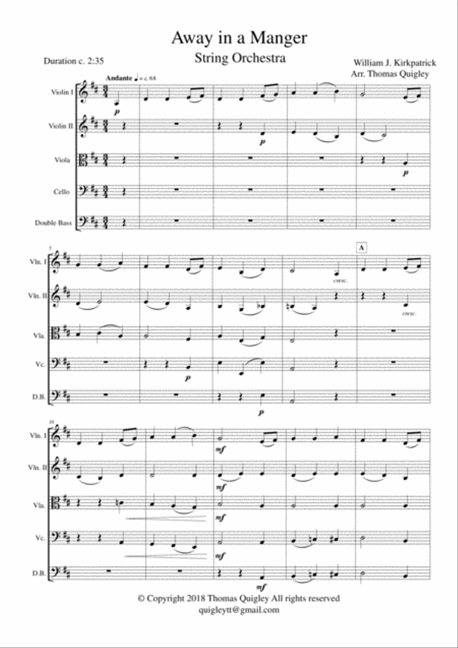 Away in a Manger String Orchestra scores gallery preview page 1