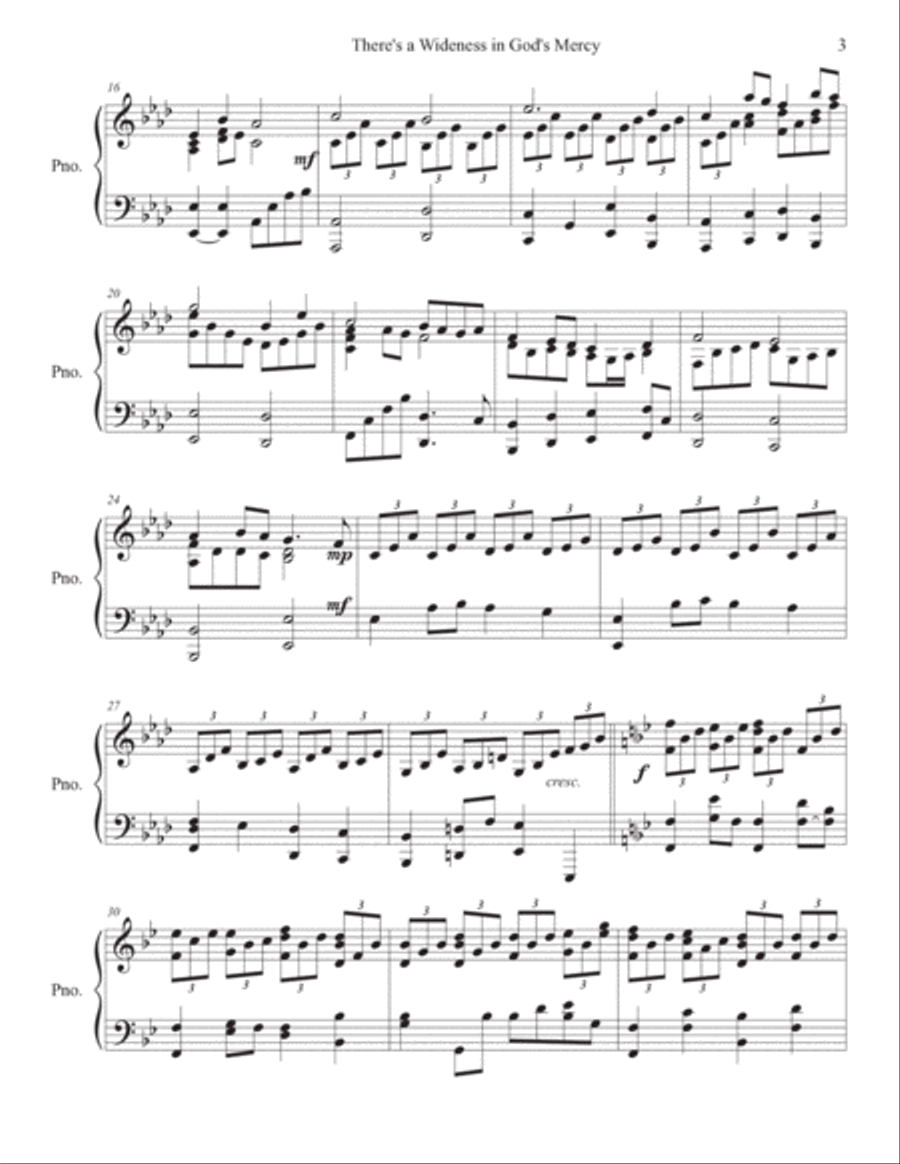 There's a Wideness in God's Mercy Piano solo Piano Solo scores gallery preview page 3