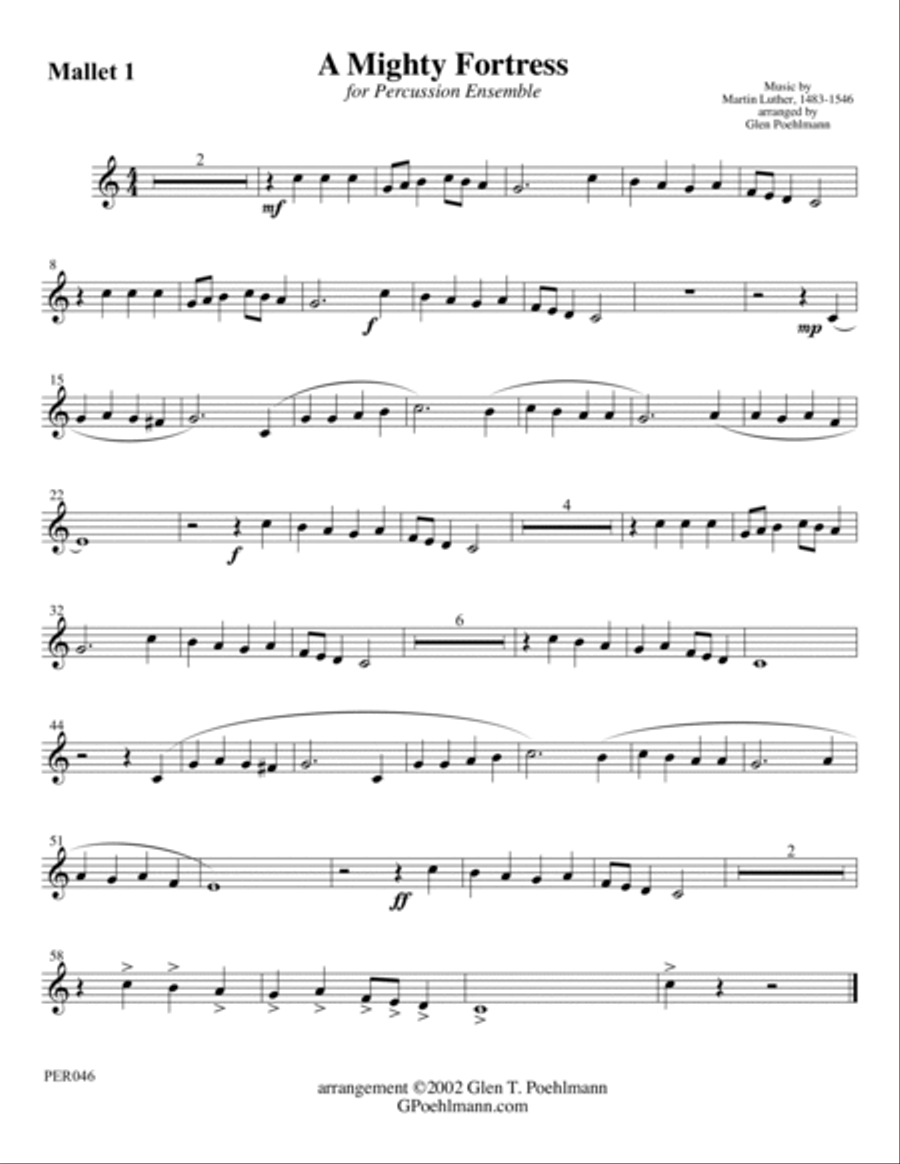 A MIGHTY FORTRESS - PERCUSSION ENSEMBLE Percussion Ensemble scores gallery preview page 6