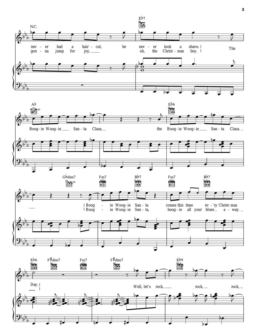 Boogie Woogie Santa Claus Piano, Vocal, Guitar scores gallery preview page 3