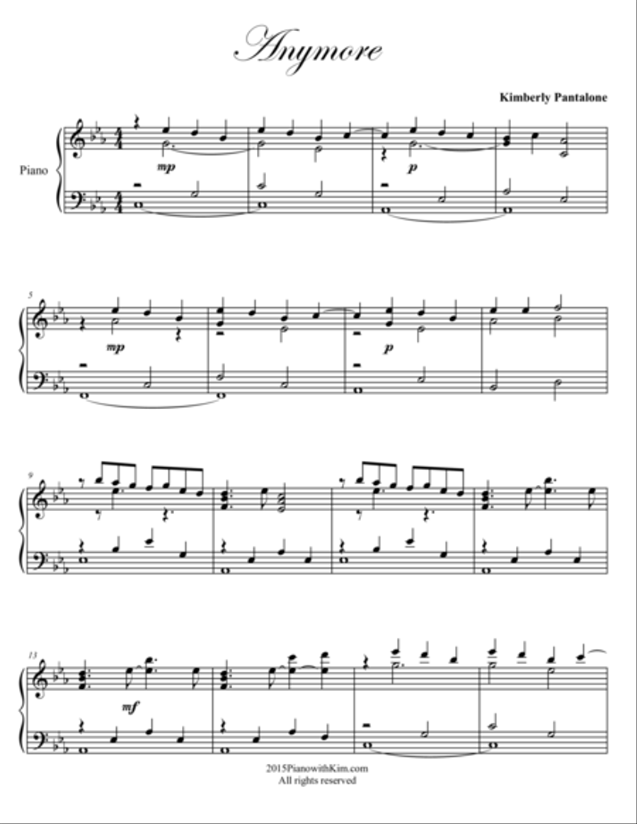 Anymore Piano Solo scores gallery preview page 1