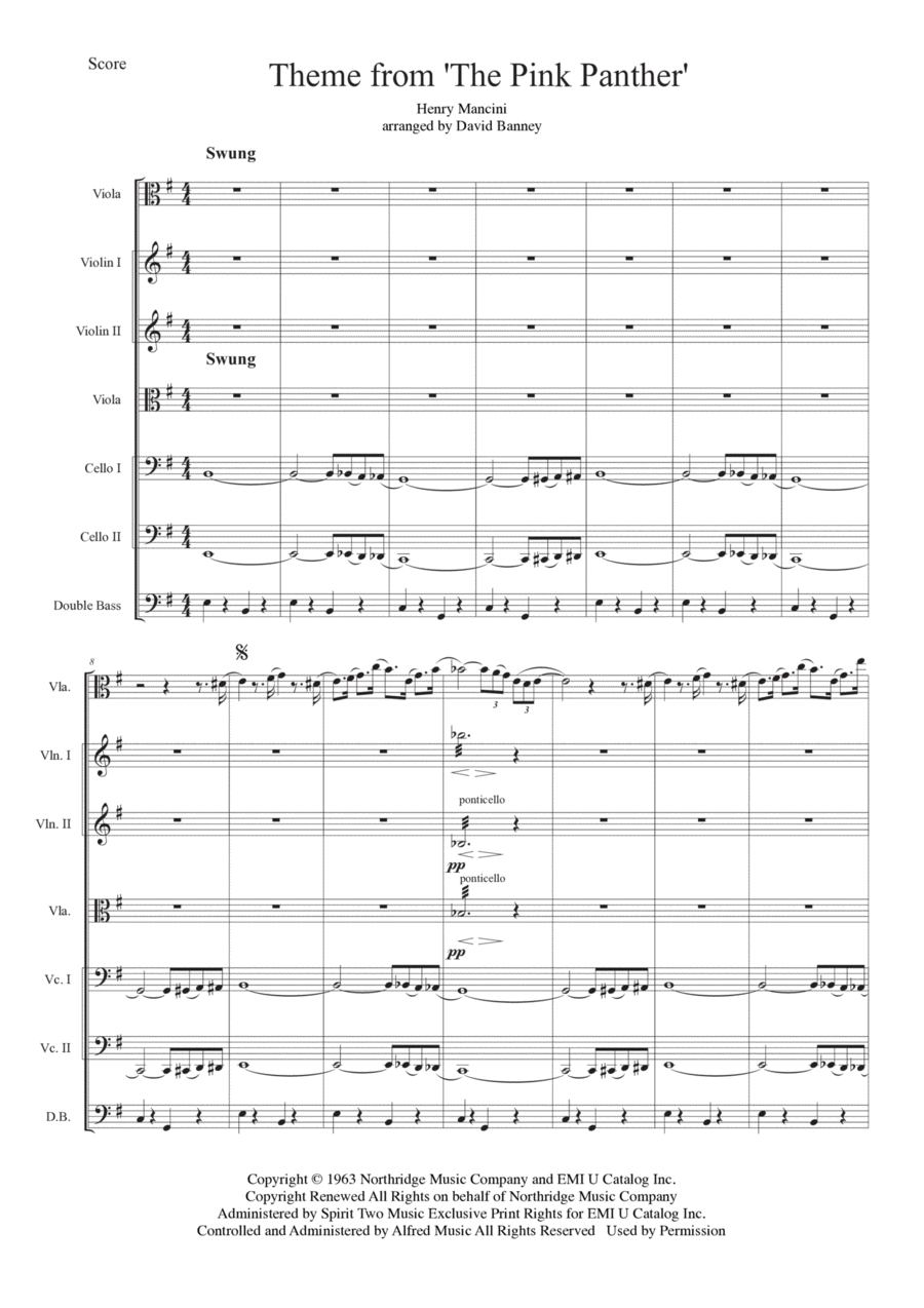 The Pink Panther String Orchestra scores gallery preview page 1