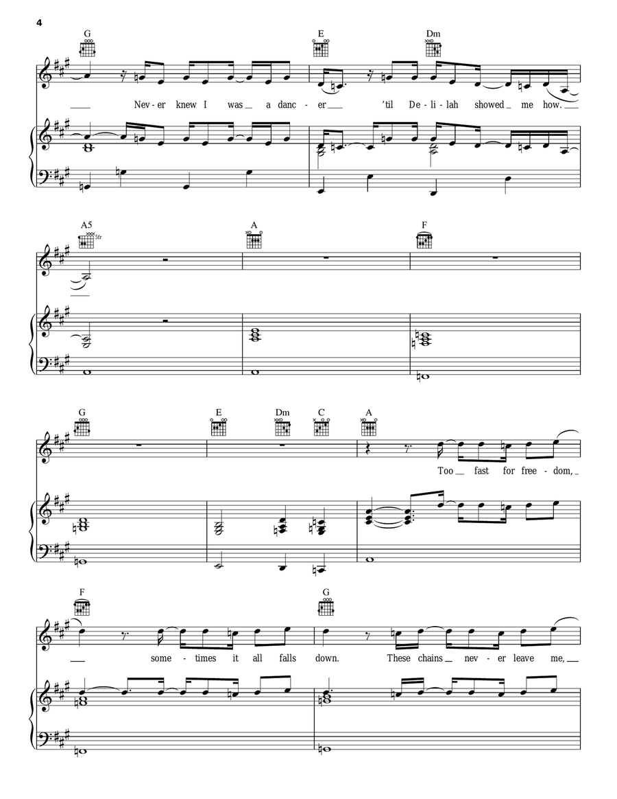 Delilah Piano, Vocal, Guitar scores gallery preview page 4