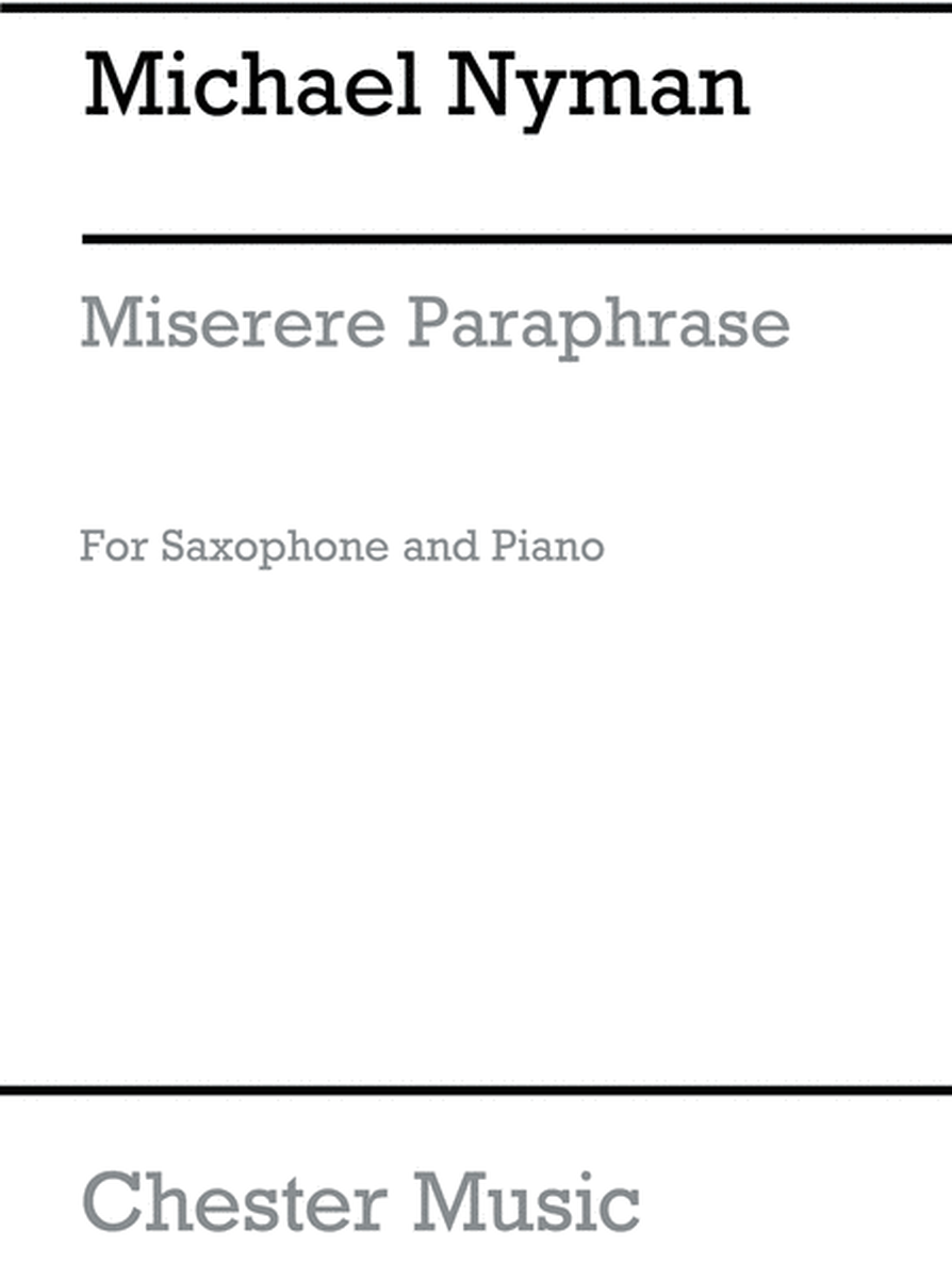 Miserere Paraphrase (Saxophone/Piano)