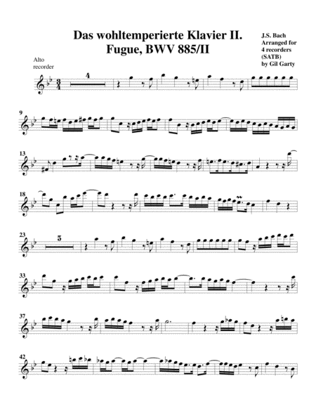 Fugue from Das wohltemperierte Klavier II, BWV 885/II (arrangement for 3 recorders)