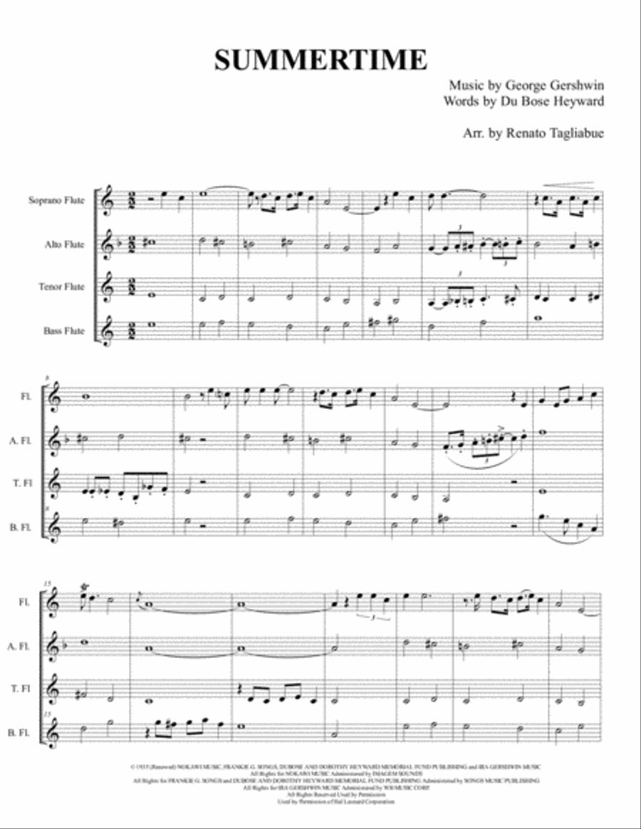 Summertime Summertime Woodwind Quartet scores gallery preview page 2