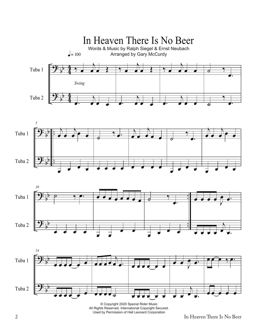 In Heaven There Is No Beer Brass Duet scores gallery preview page 2