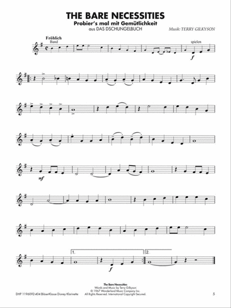 BläserKlasse Disney - Klarinette in B Clarinet Solo scores gallery preview page 3