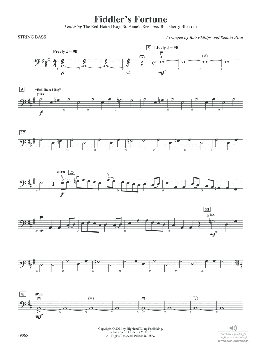 Fiddler's Fortune: String Bass String Orchestra scores gallery preview page 1