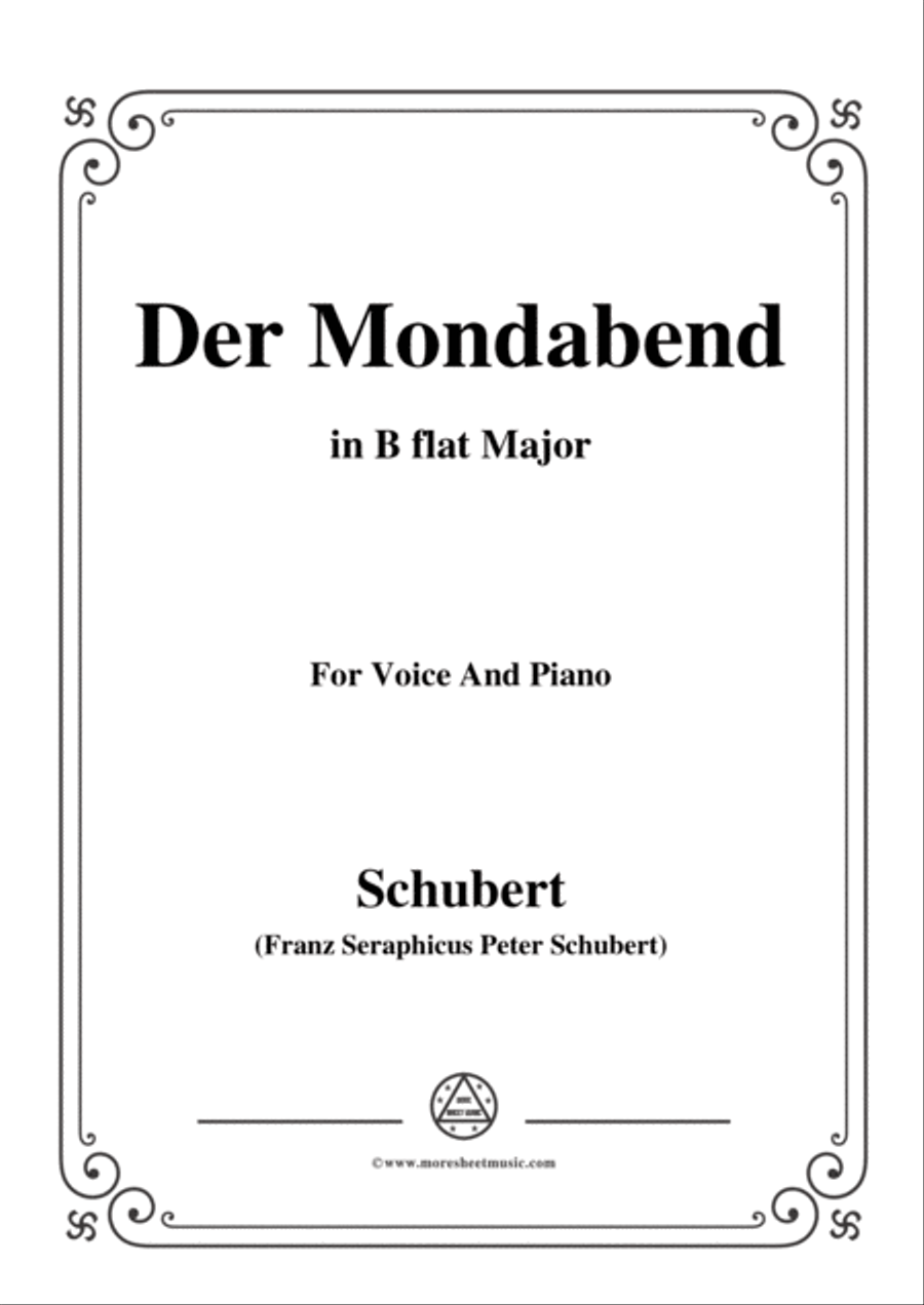 Schubert-Der Mondabend,Op.131 No.1,in B flat Major,for Voice&Piano Voice scores gallery preview page 1