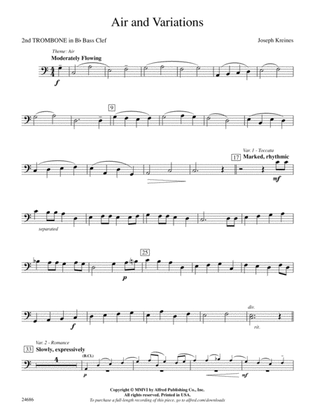 Air and Variations: (wp) 2nd B-flat Trombone B.C.