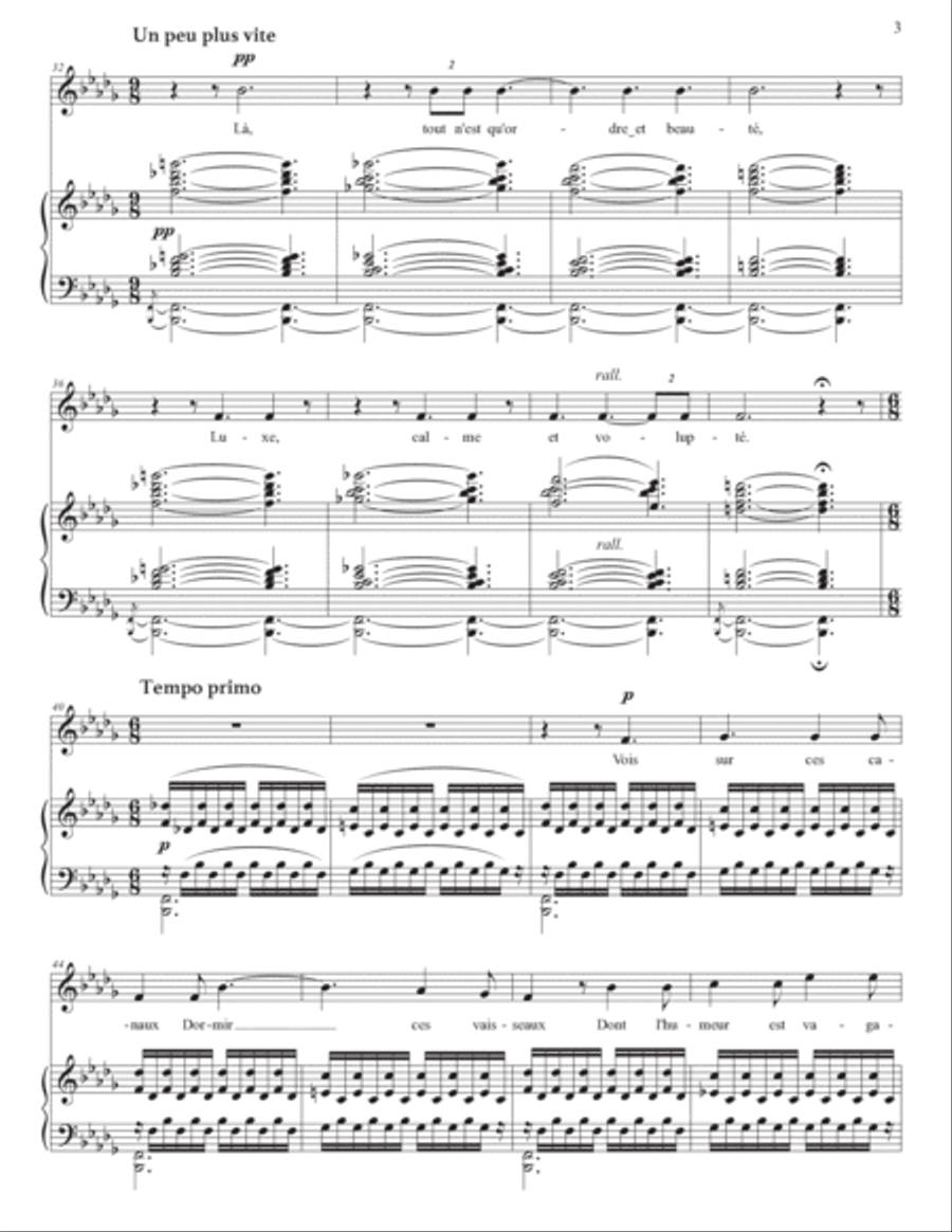 DUPARC: L'invitation au Voyage (transposed to B-flat minor) Voice scores gallery preview page 4