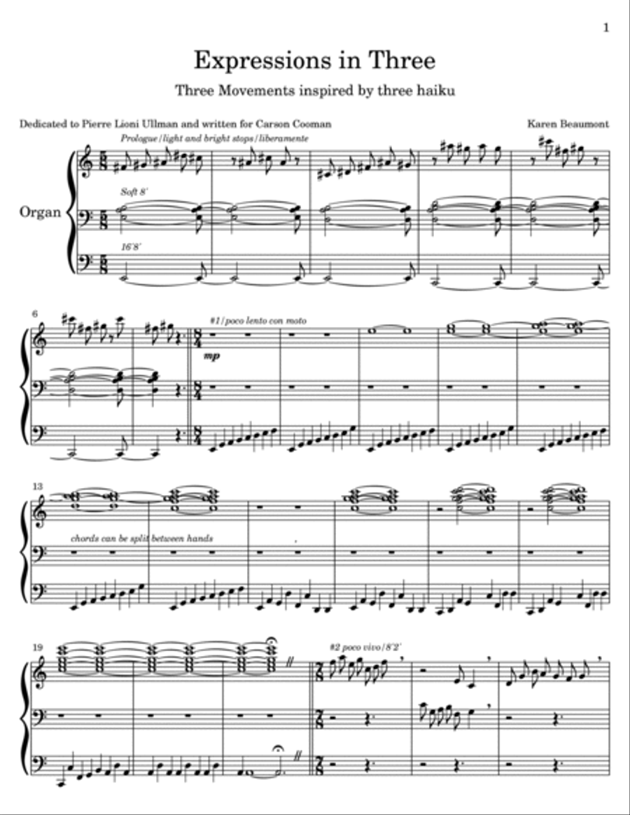 Expressions in Three: three movements inspired by three haiku Organ Solo scores gallery preview page 3