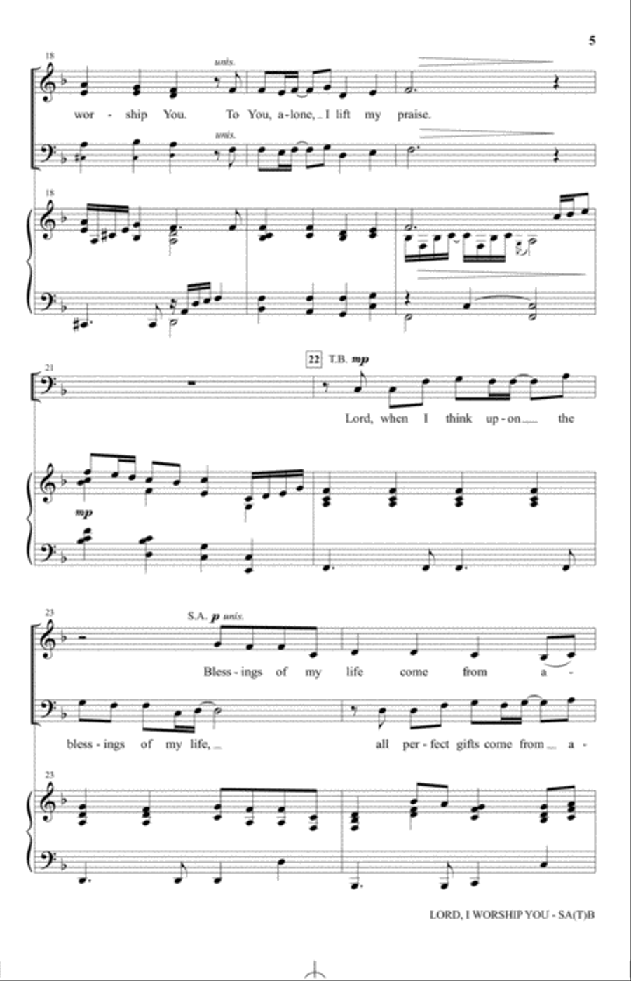 Lord, I Worship You Lord, I Worship You 4-Part scores gallery preview page 4