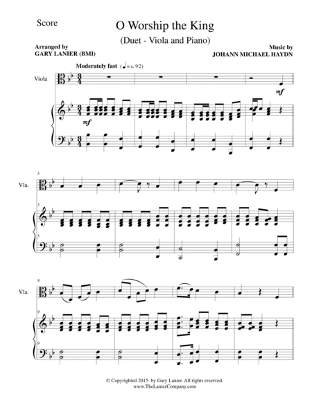 O WORSHIP THE KING (Duet – Viola and Piano/Score and Parts) image number null
