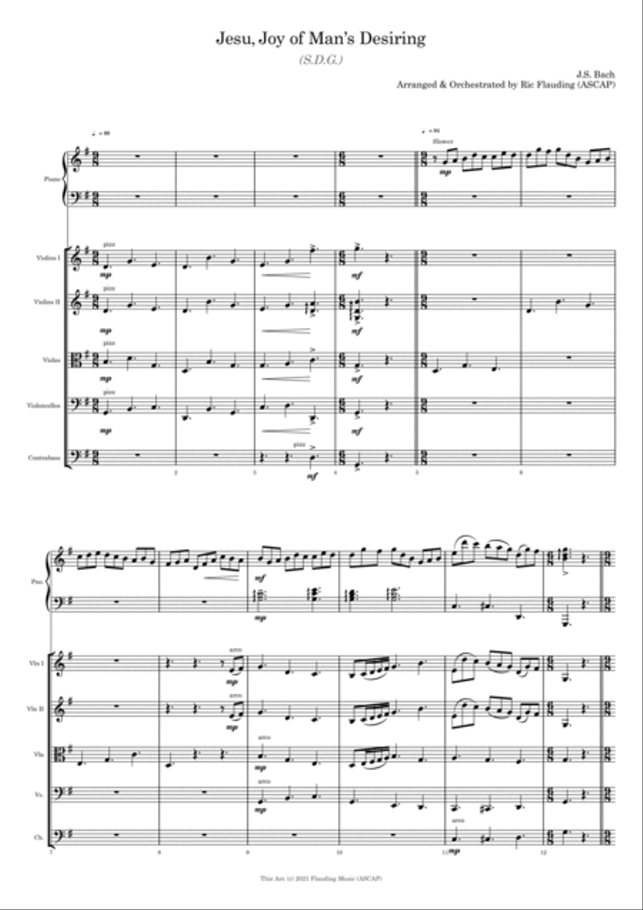 Jesu, Joy of Man's Desiring (Piano & Strings) String Orchestra scores gallery preview page 2