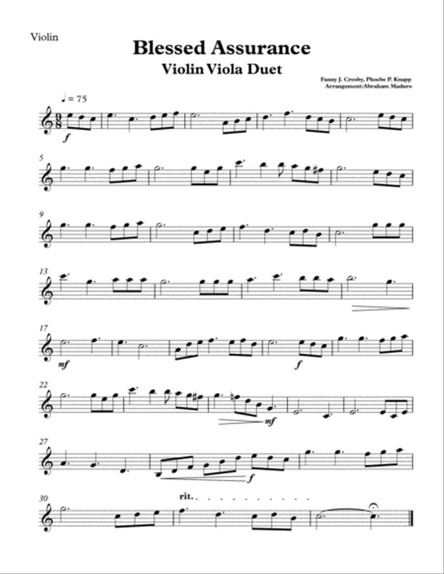 Blessed Assurance Violin-Viola Duet String Duet scores gallery preview page 3