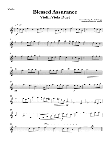 Blessed Assurance Violin-Viola Duet image number null