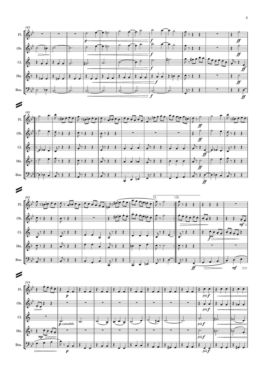 Tchaikovsky: Sleeping Beauty Suite Op.66a No.5 Valse (Waltz) - wind quintet Woodwind Quintet scores gallery preview page 5