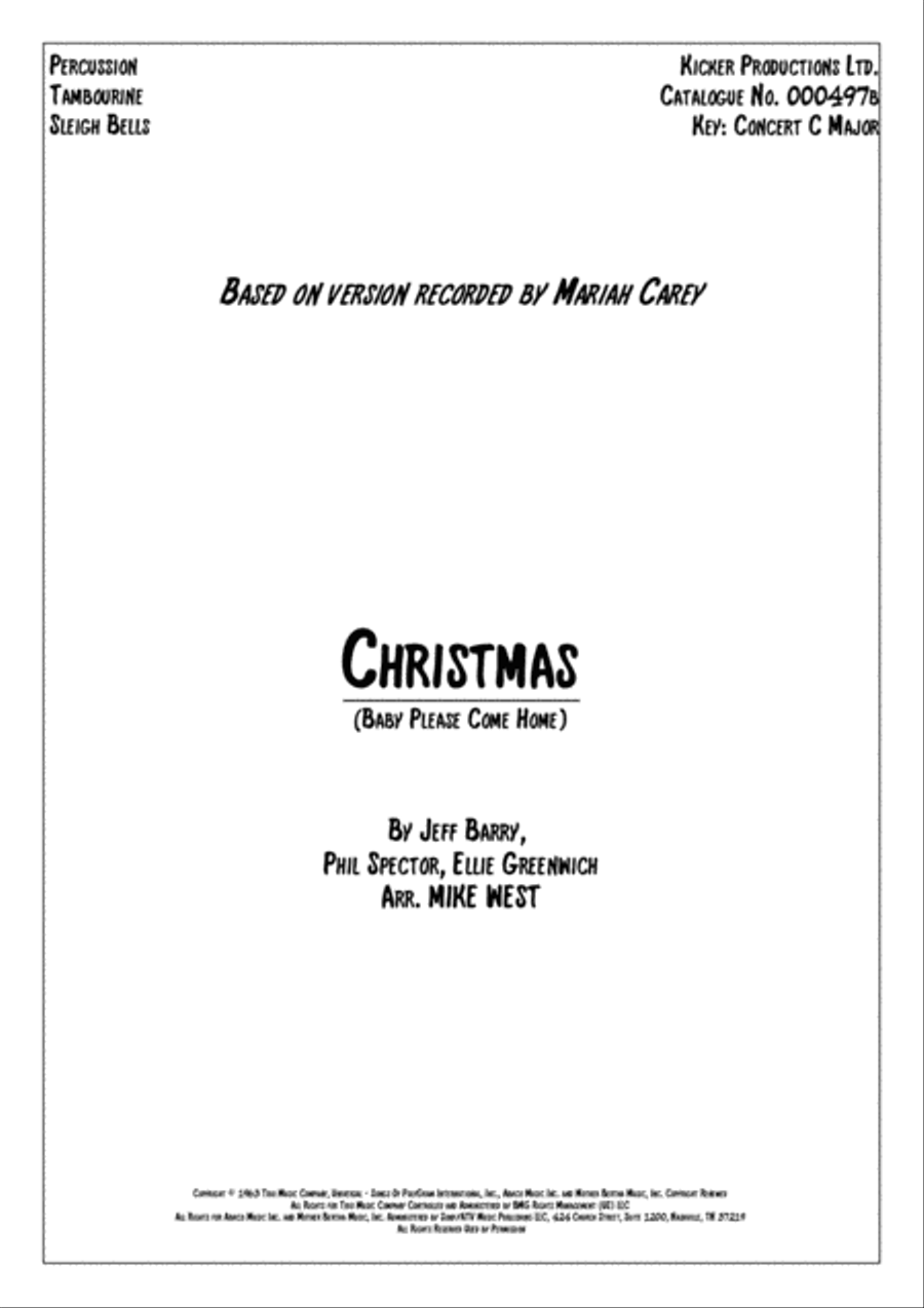 Christmas (baby Please Come Home) Percussion scores gallery preview page 1