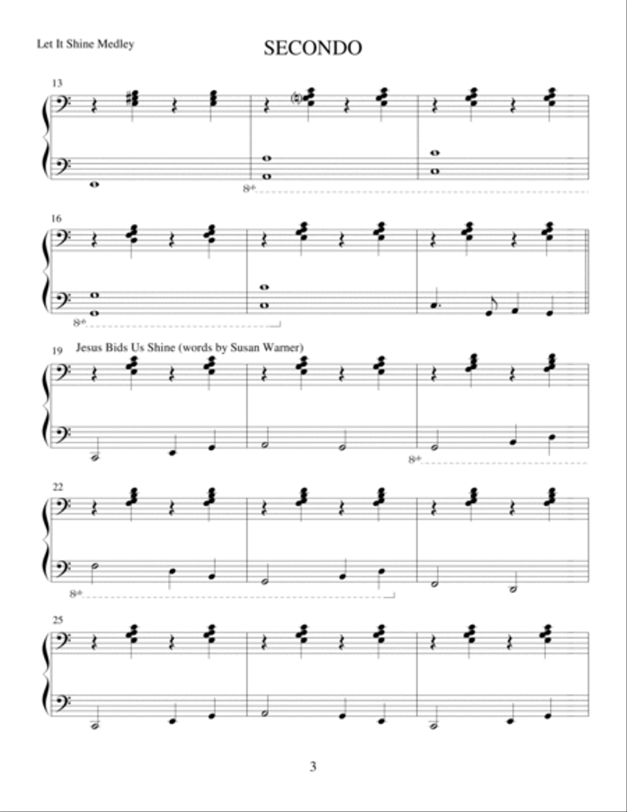 Let It Shine Medley (Easy Piano Duet; 1 Piano, 4-Hands) Easy Piano scores gallery preview page 3